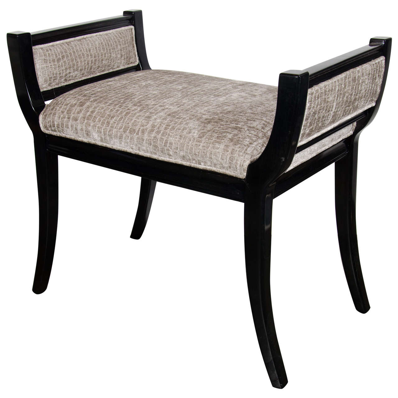 Mid Century Modernist Klismos Scroll Form Bench In