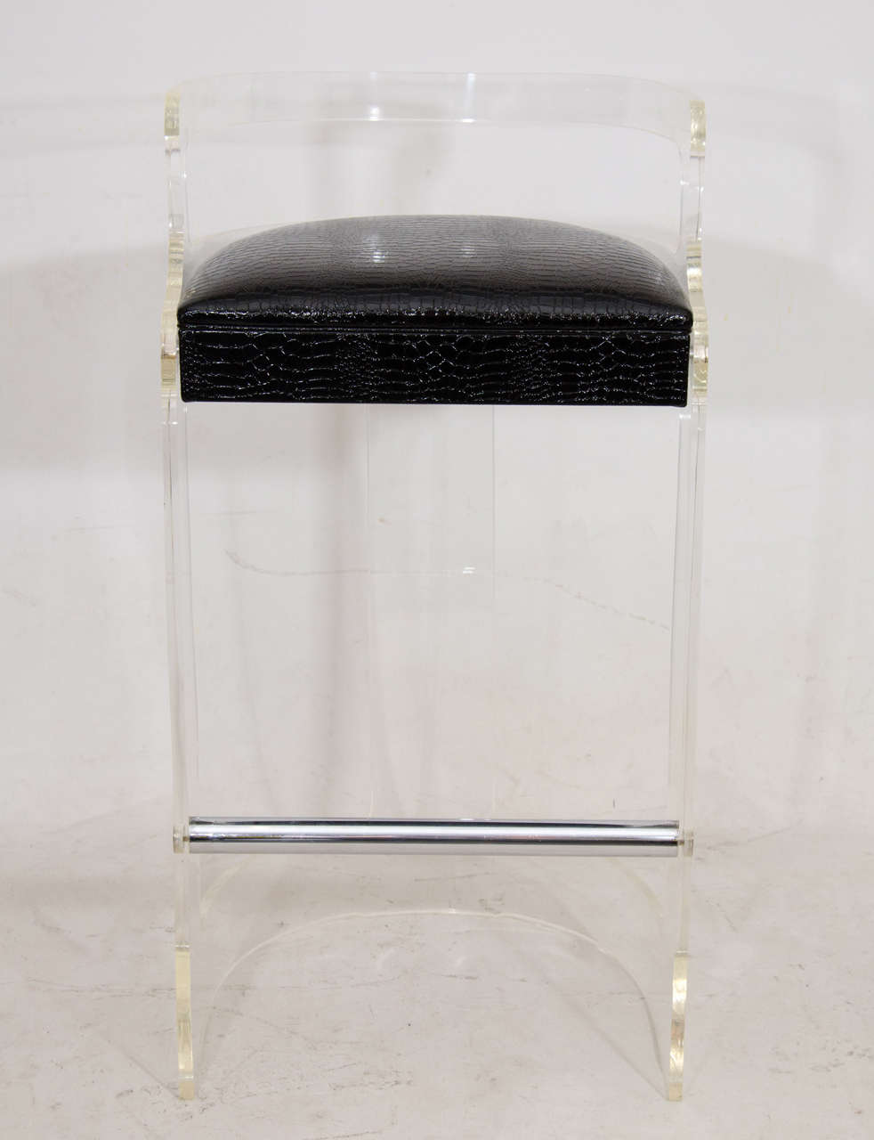 Mid-Century Modern Set of Three Lucite Bar Stools in the Manner of Charles Hollis Jones