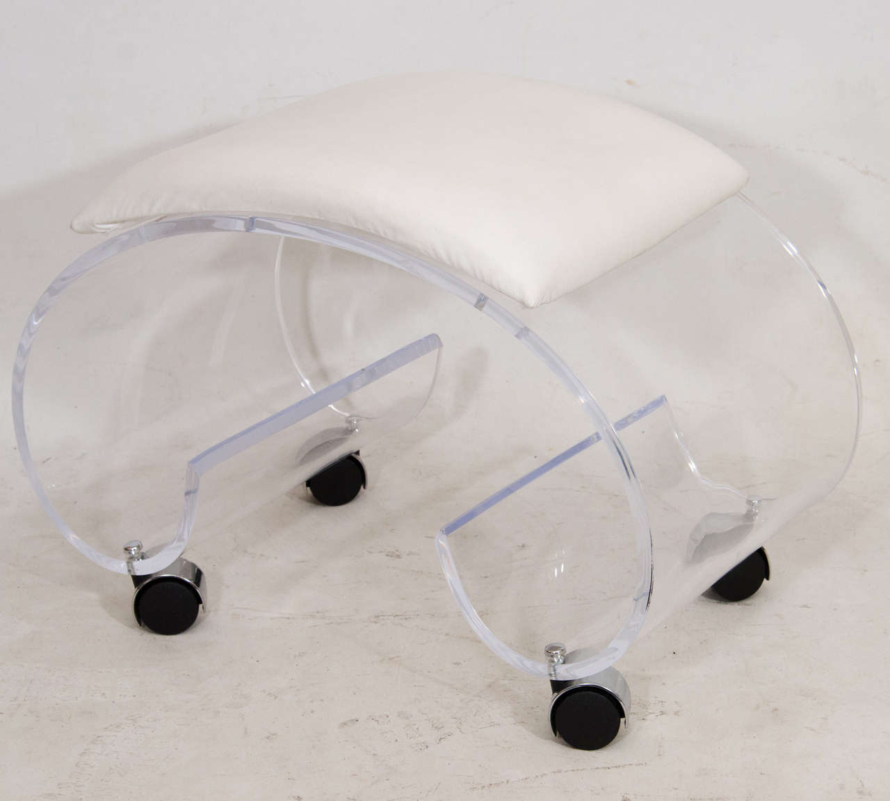 Hollywood Regency Scrolled Lucite Bench