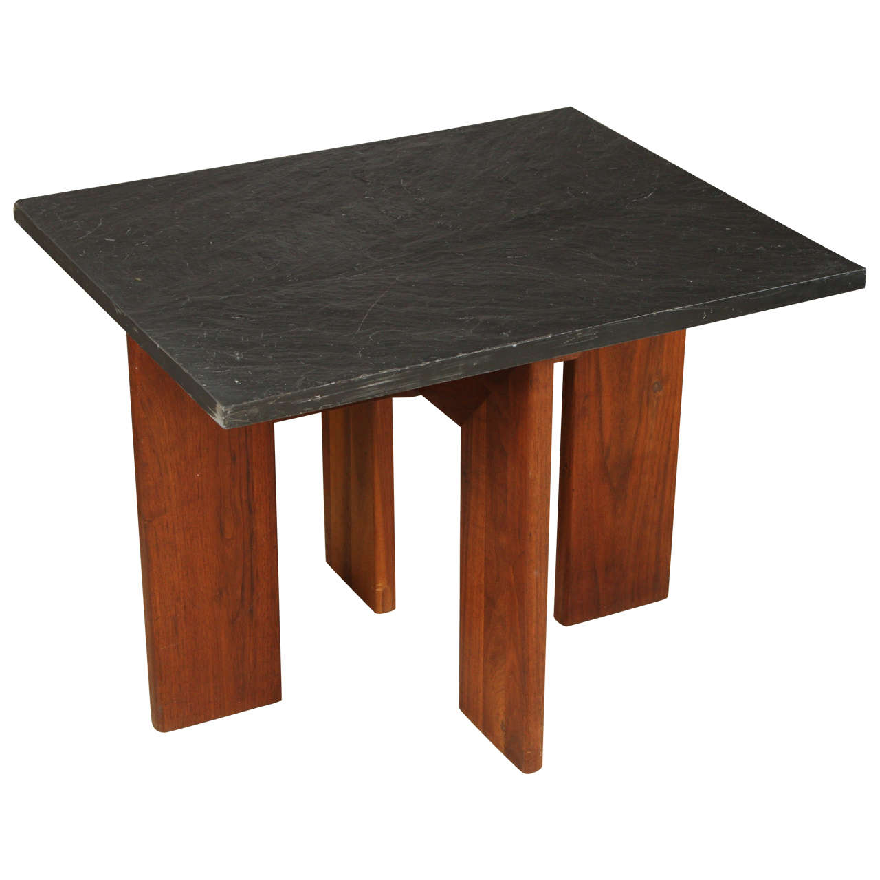 Walnut and Slate Custom Side Table by Phillip Lloyd Powell