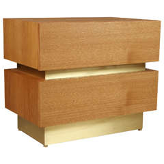 Large Stacked Box Nightstand in Oiled Oak and Brass by Lawson-Fenning 1