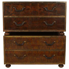 Pair of Rare Sarried Chests with Scribed Walnut Veneer