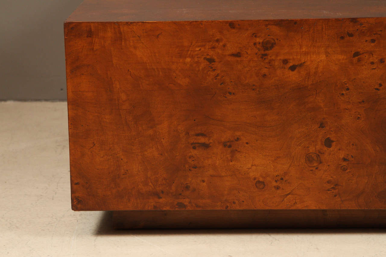 Mid-Century Modern Large Dark Olive Burl Cube Table by Milo Baughman