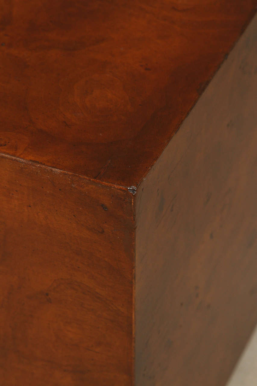 American Large Dark Olive Burl Cube Table by Milo Baughman