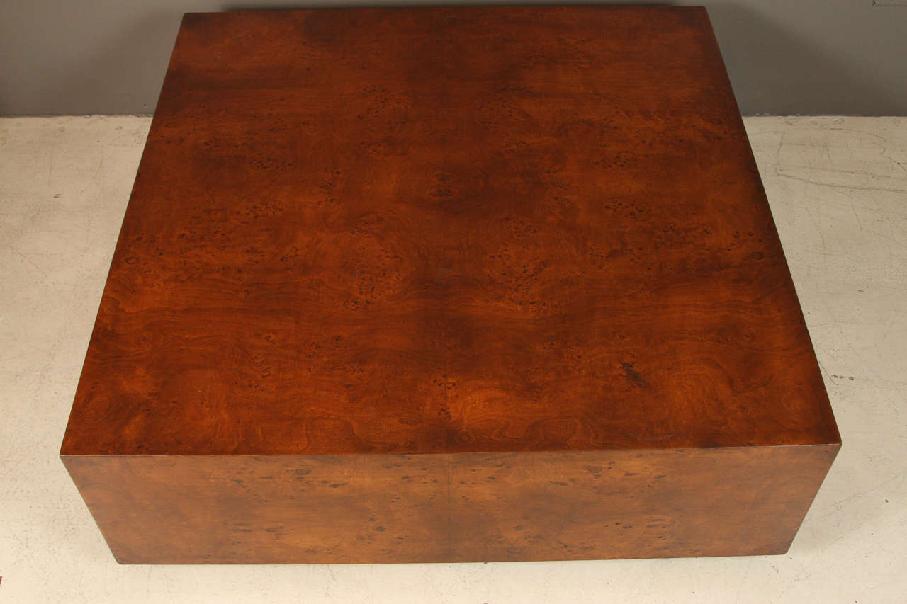 Large Dark Olive Burl Cube Table by Milo Baughman In Excellent Condition In Los Angeles, CA