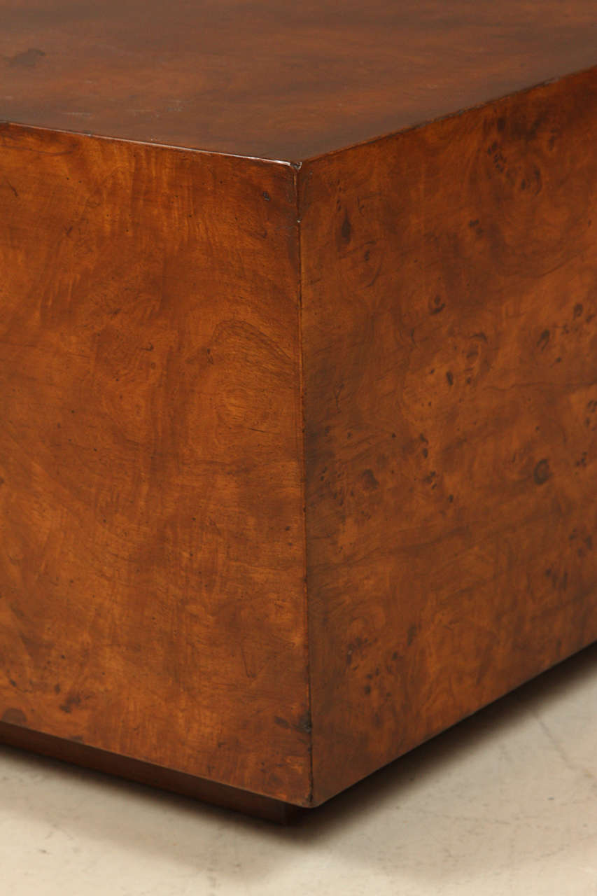 Large Dark Olive Burl Cube Table by Milo Baughman 2