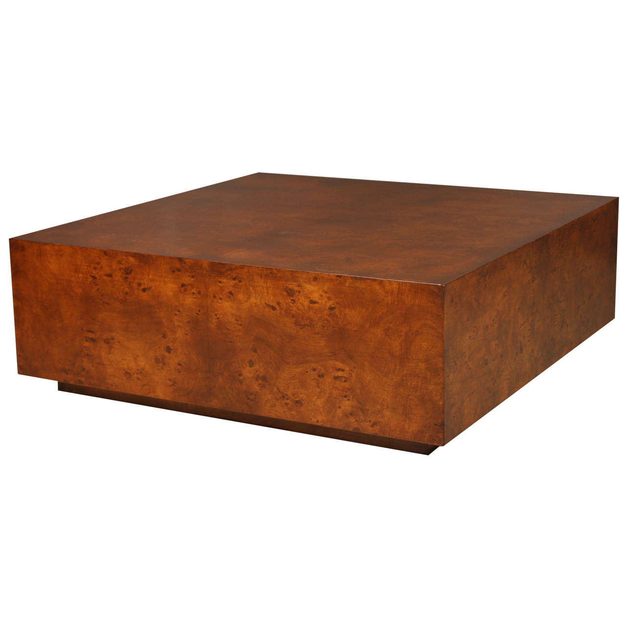 Large Dark Olive Burl Cube Table by Milo Baughman