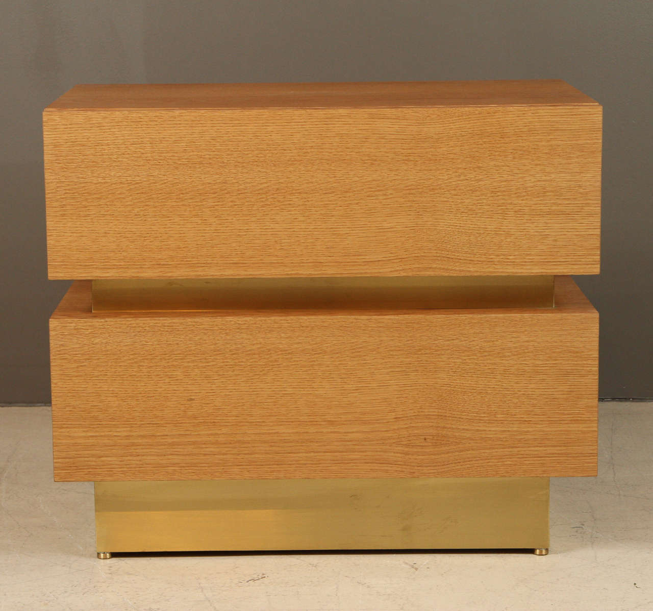 Large Stacked Box Nightstand in Oiled Oak and Brass by LawsonFenning