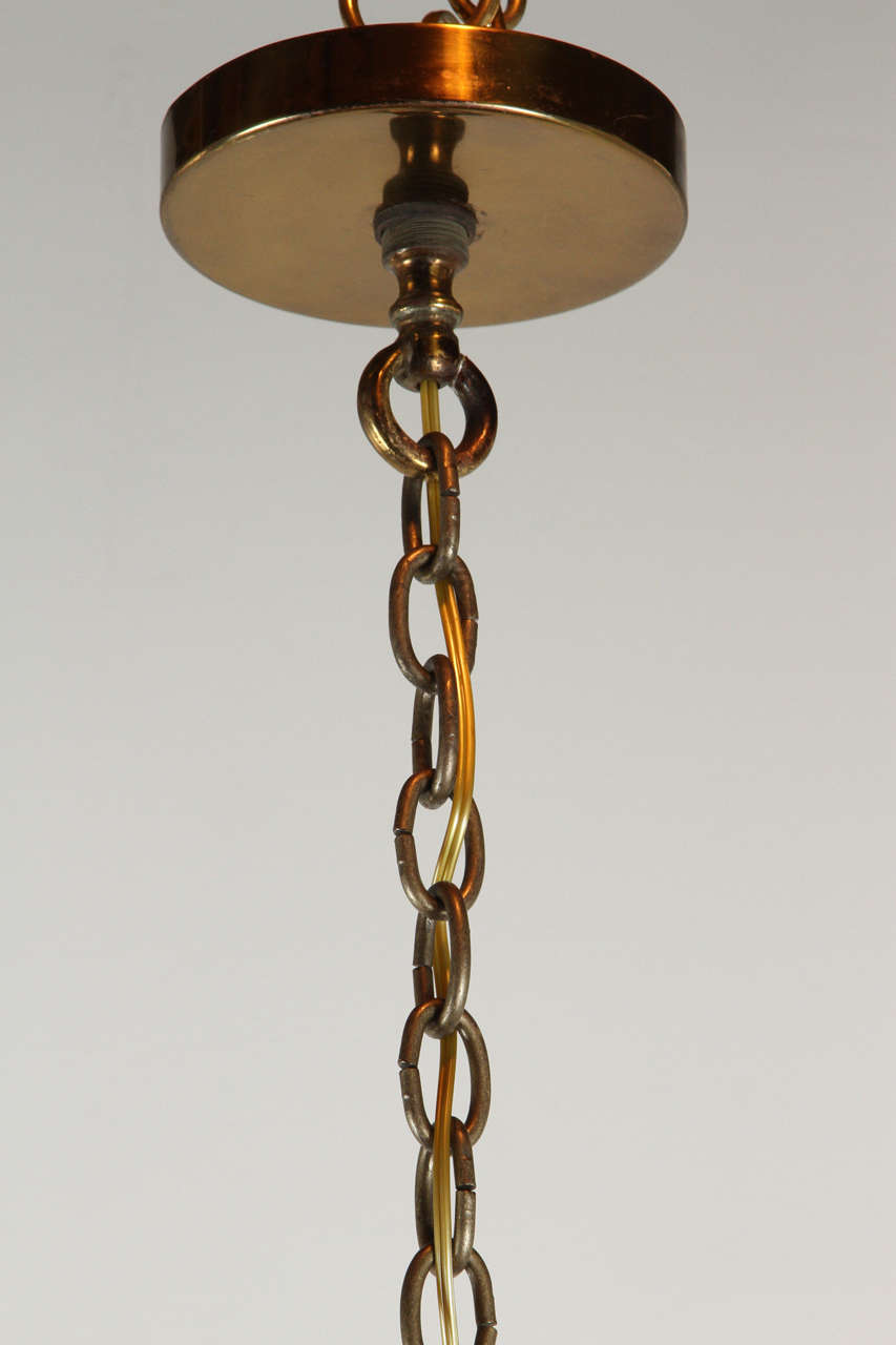 1960s American Wood and Brass Chandelier 1