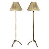 Pair of the Brass Barley Twist Floor Lamps