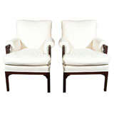 Pair Mahogany Chinoiserie Amrchairs