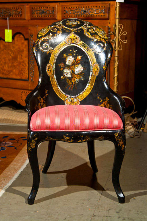 Papier Mache Chair with Mother of Pearl Inlay
