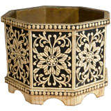 Octagonal Ebonized and Bone Planter