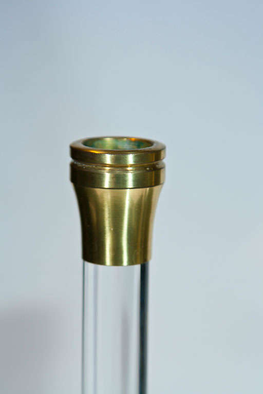 Pair of Modernist Lucite and Brass Candlesticks In Good Condition In Stamford, CT