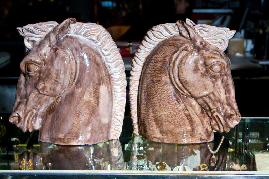 Pair Stangl Art Deco Horse Head Vases
