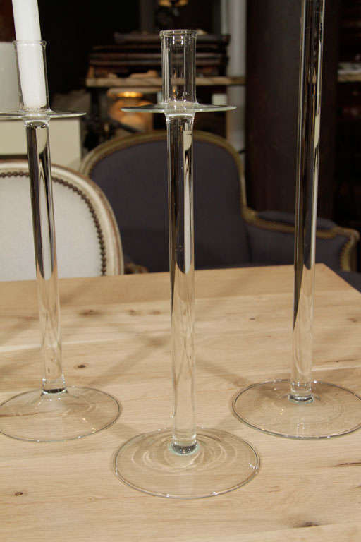 Tall Blown Glass Candleholders Antony Todd Collection In Excellent Condition In New York, NY