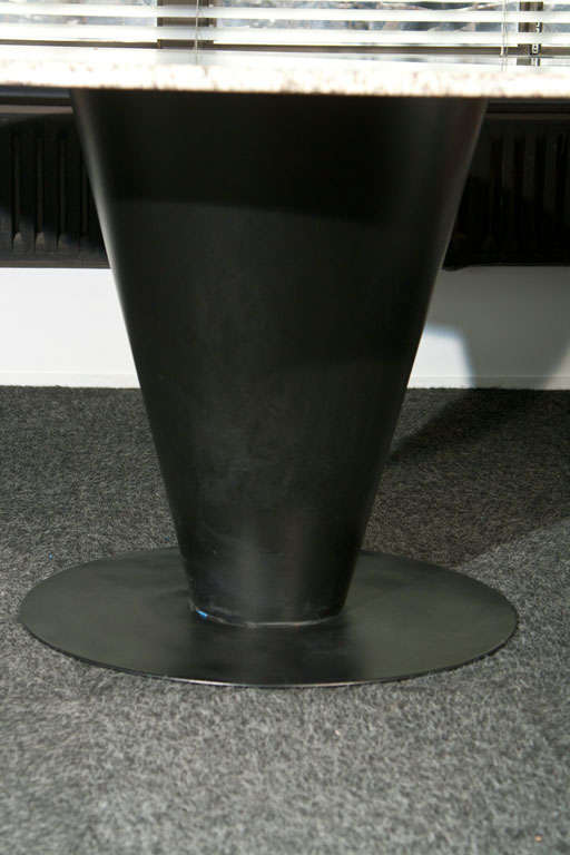 Granite Joe D'urso  Round  Dining Table-the Cono  Tableblack Coated Steel Base For Sale