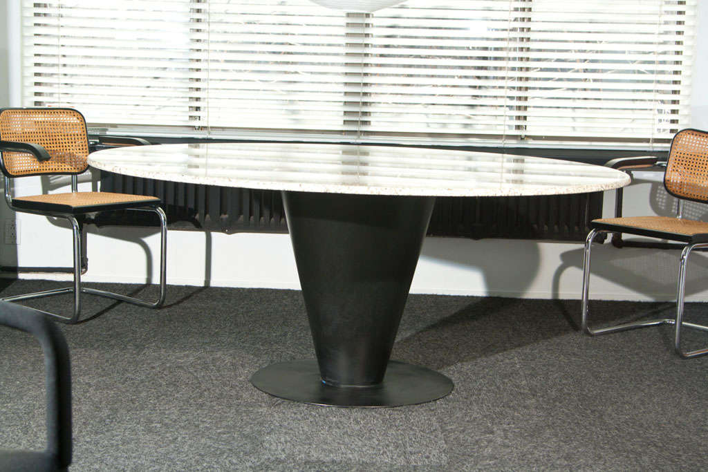 Joe D'urso  Round  Dining Table-the Cono  Tableblack Coated Steel Base For Sale 1