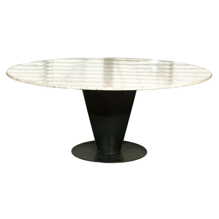 Joe D'urso  Round  Dining Table-the Cono  Tableblack Coated Steel Base For Sale