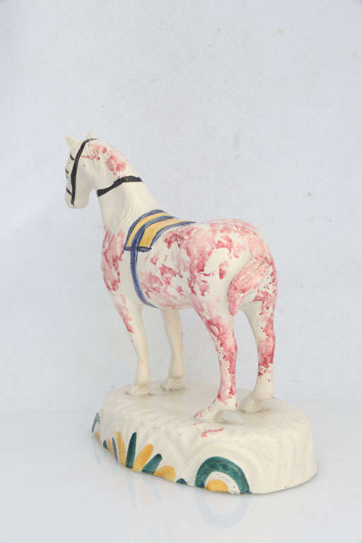 A Fine Prattware Pottery Pony In Excellent Condition For Sale In New York, NY