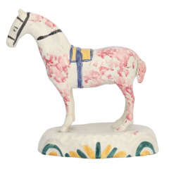 Antique A Fine Prattware Pottery Pony