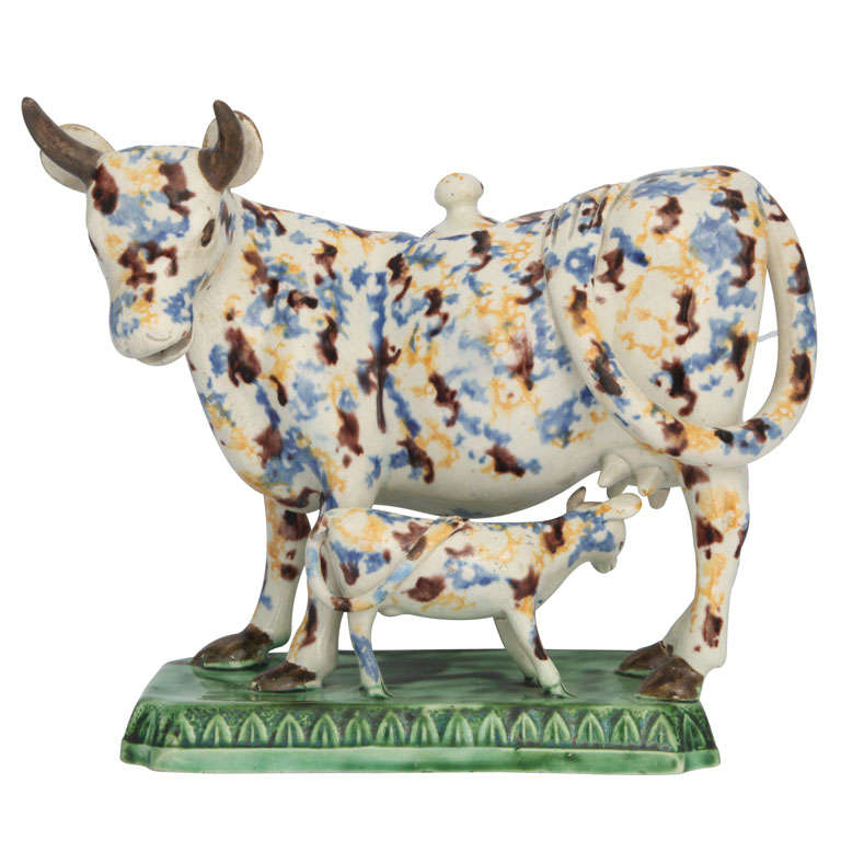 Rare English Creamware Cow Creamer For Sale