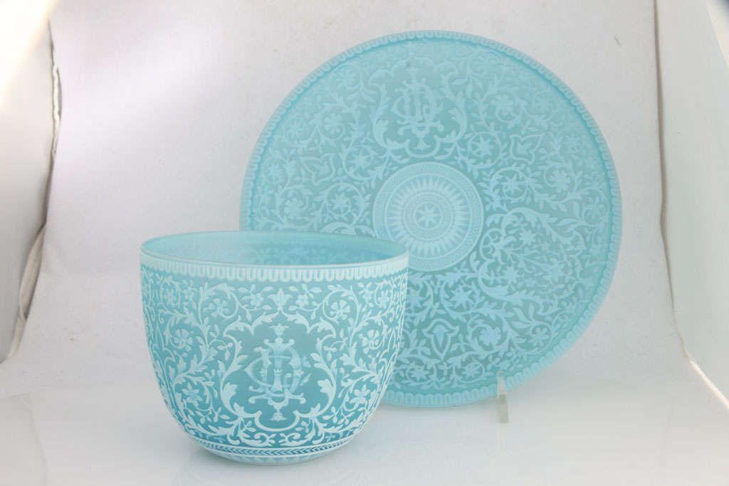 Rare Thomas Webb & Sons Cameo Glass Bowl & Underplate