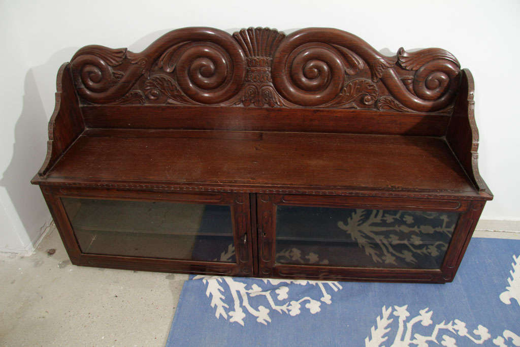 antique handcarved rosewood wall cabinet