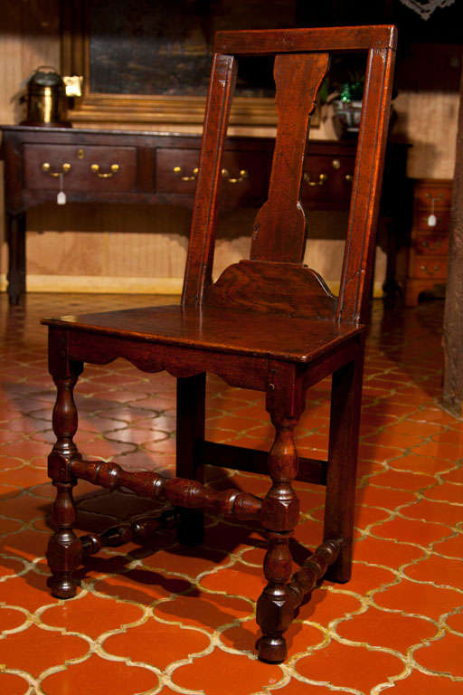 British Pair of English Oak George I Hall Chairs For Sale