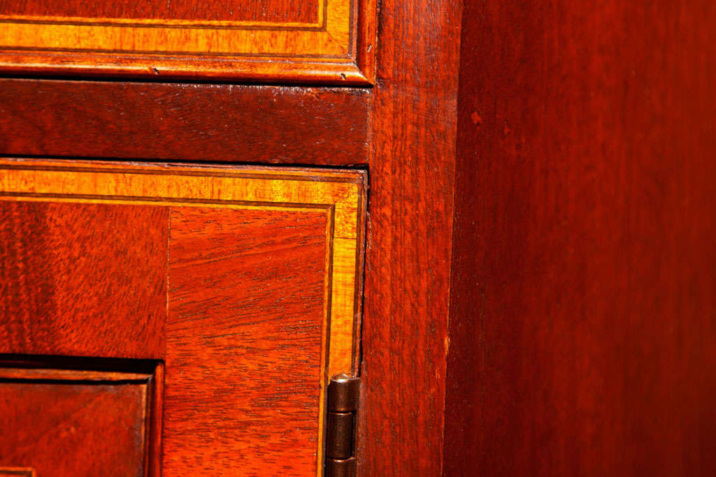 Mahogany English Glazed Door Bow Front Cabinet For Sale
