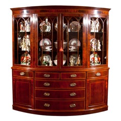 English Glazed Door Bow Front Cabinet