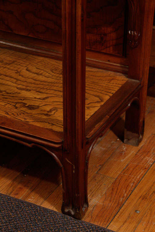 Art Nouveau Server / Sideboard with Marble Top and Leaf Details