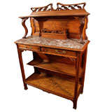 Art Nouveau Server / Sideboard with Marble Top and Leaf Details