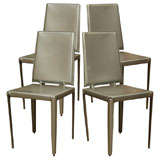 4 Silver Leather Italian Side Chairs