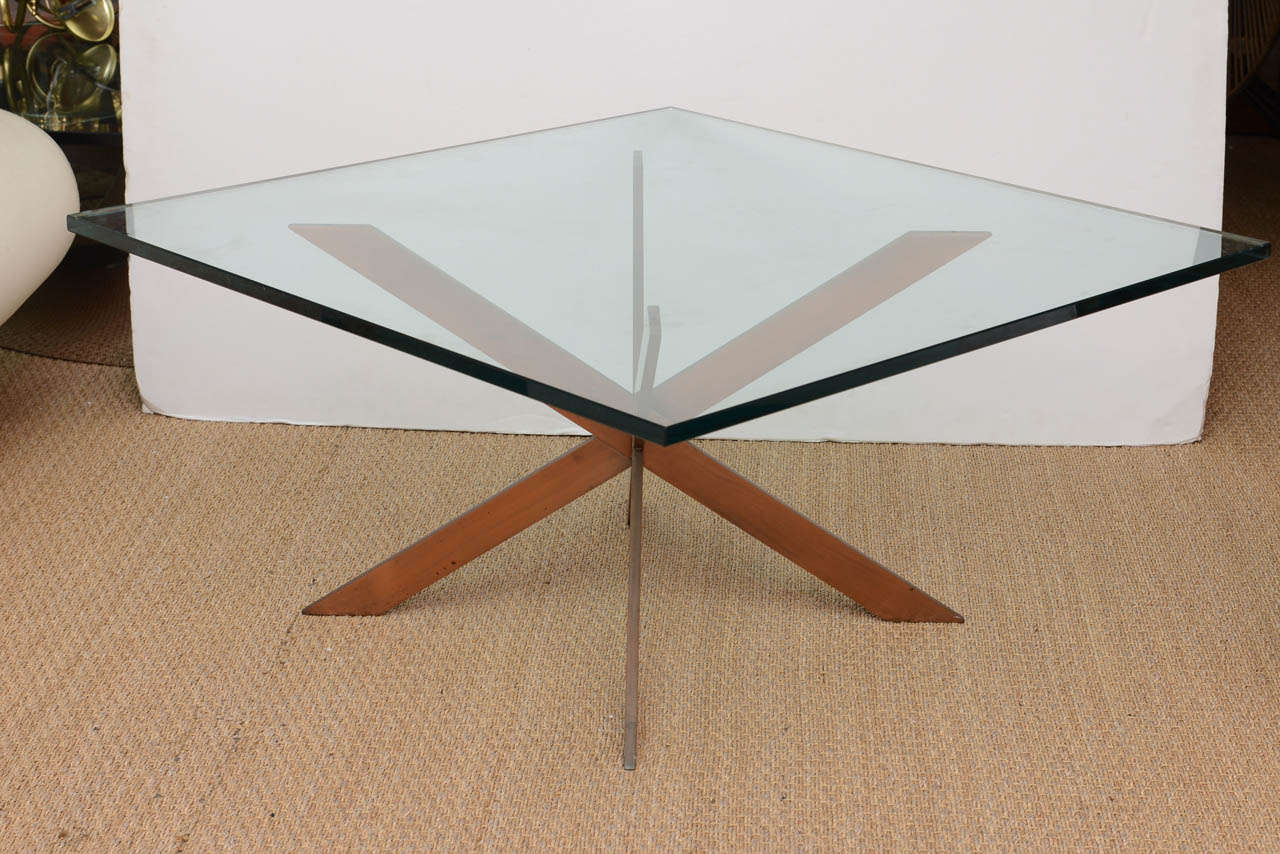 Leon Rosen attributed Double Cross Copper Coffee Table, Pace In Good Condition In Miami, FL