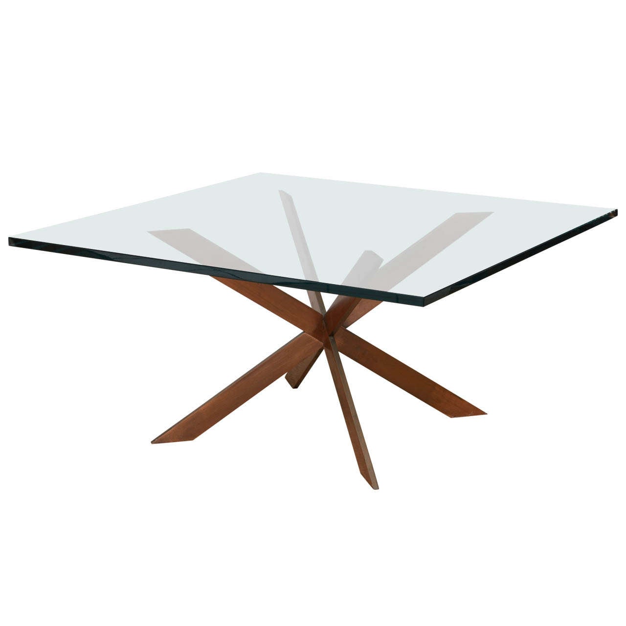 Leon Rosen attributed Double Cross Copper Coffee Table, Pace
