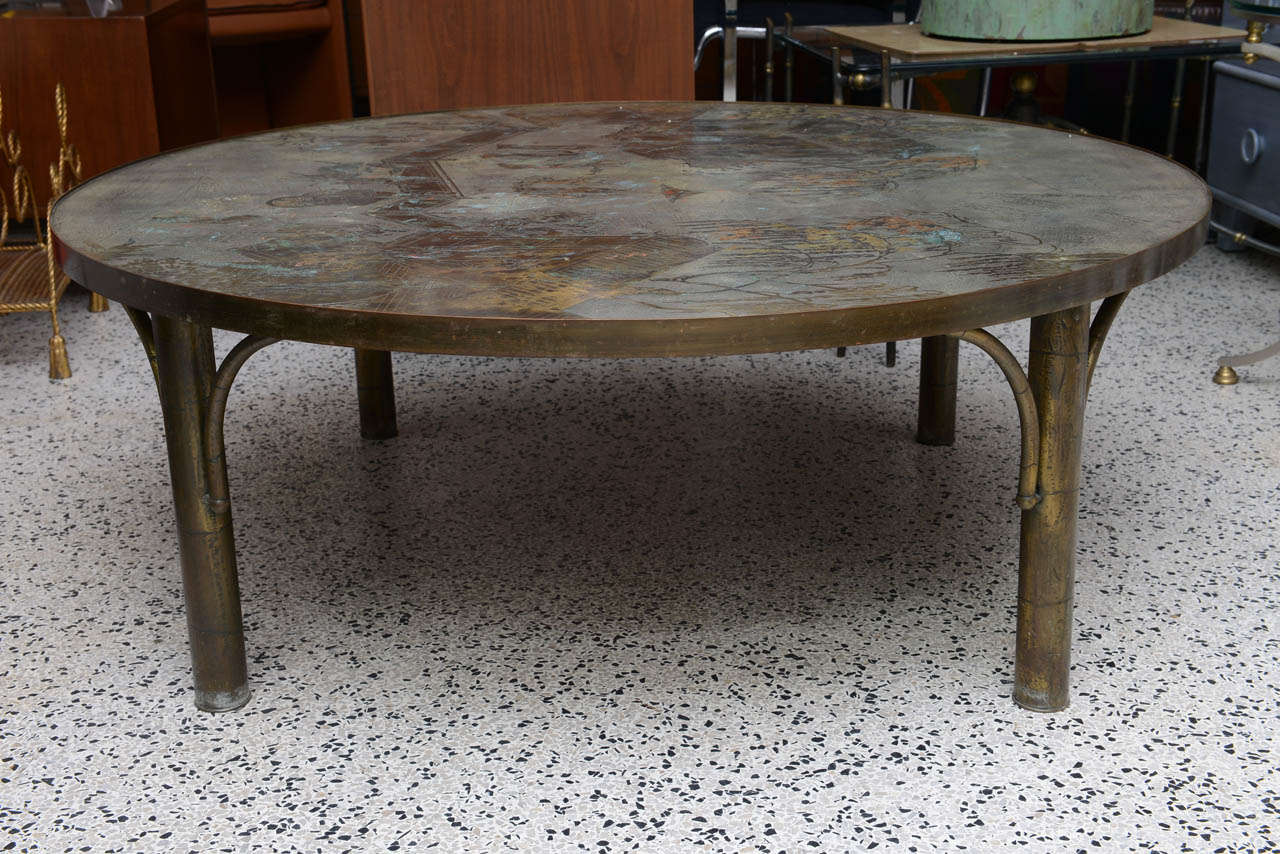 Acid etched bronze coffee table from the 