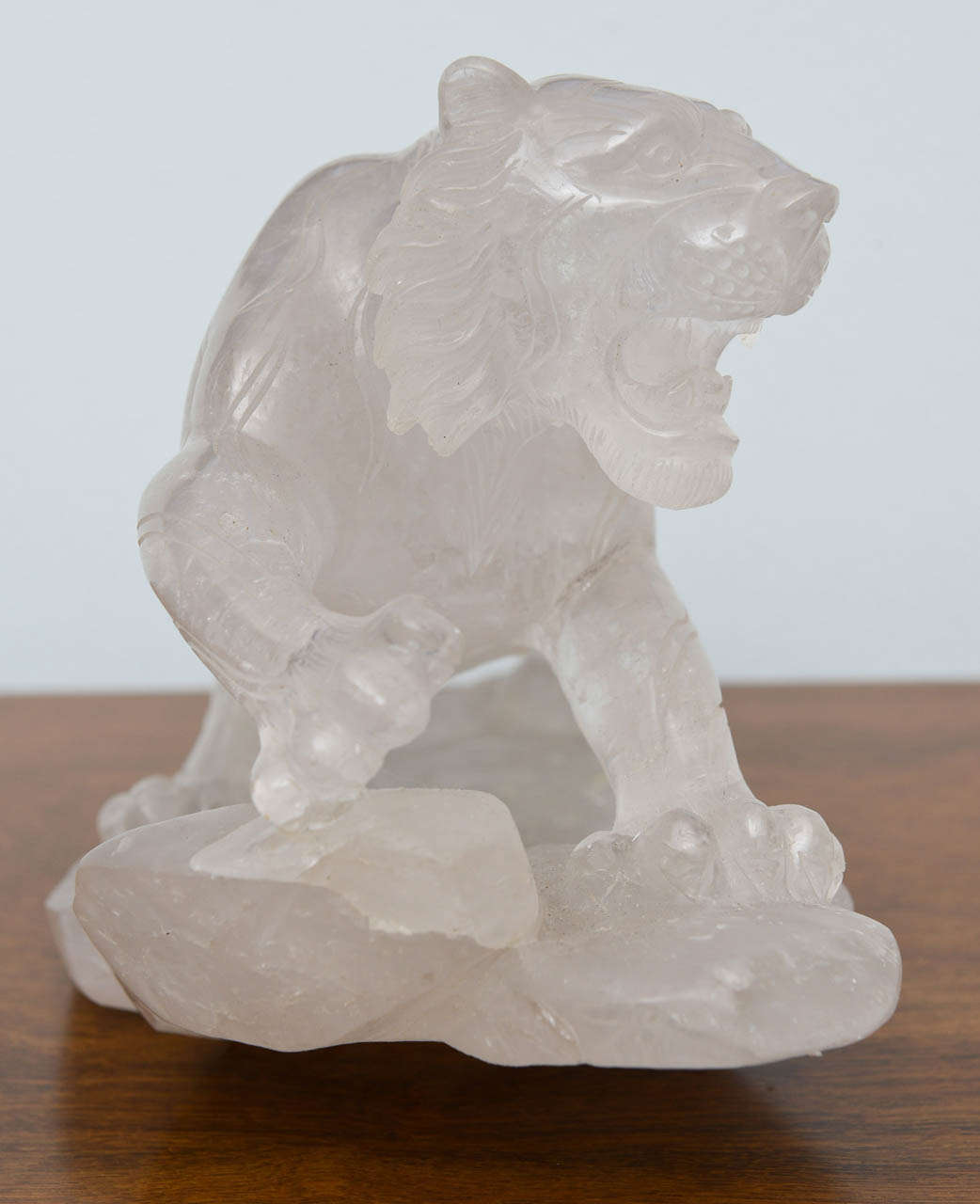 Companion Pair of Rock Crystal Tiger Sculptures, France For Sale at 1stDibs
