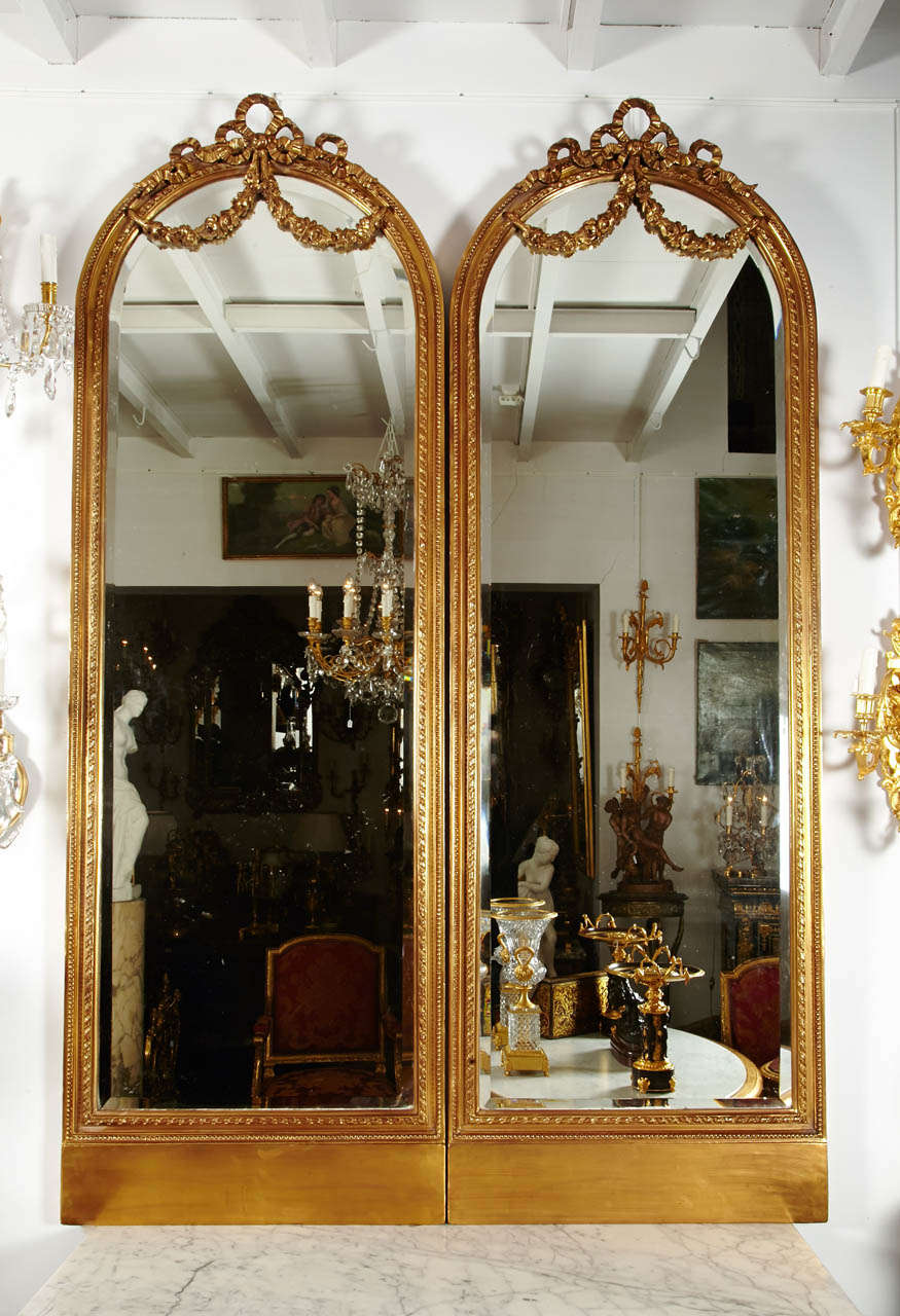 pair of gilded wood mirrors, Louis XVI style