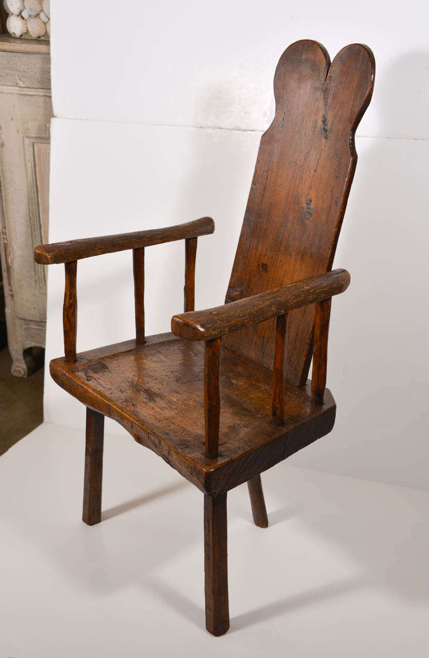 19th Century Folk Art Chair from the Alp Section of France, Chamonix