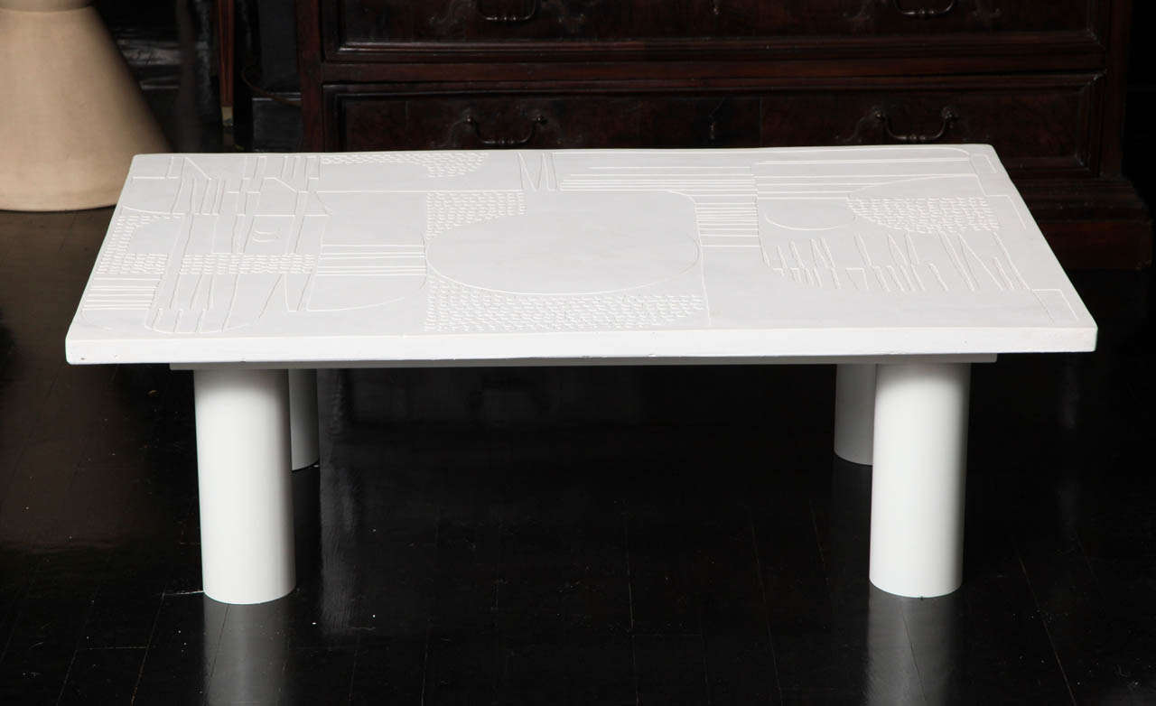 Abstract Modernist Plaster Coffee Table In Excellent Condition For Sale In New York, NY