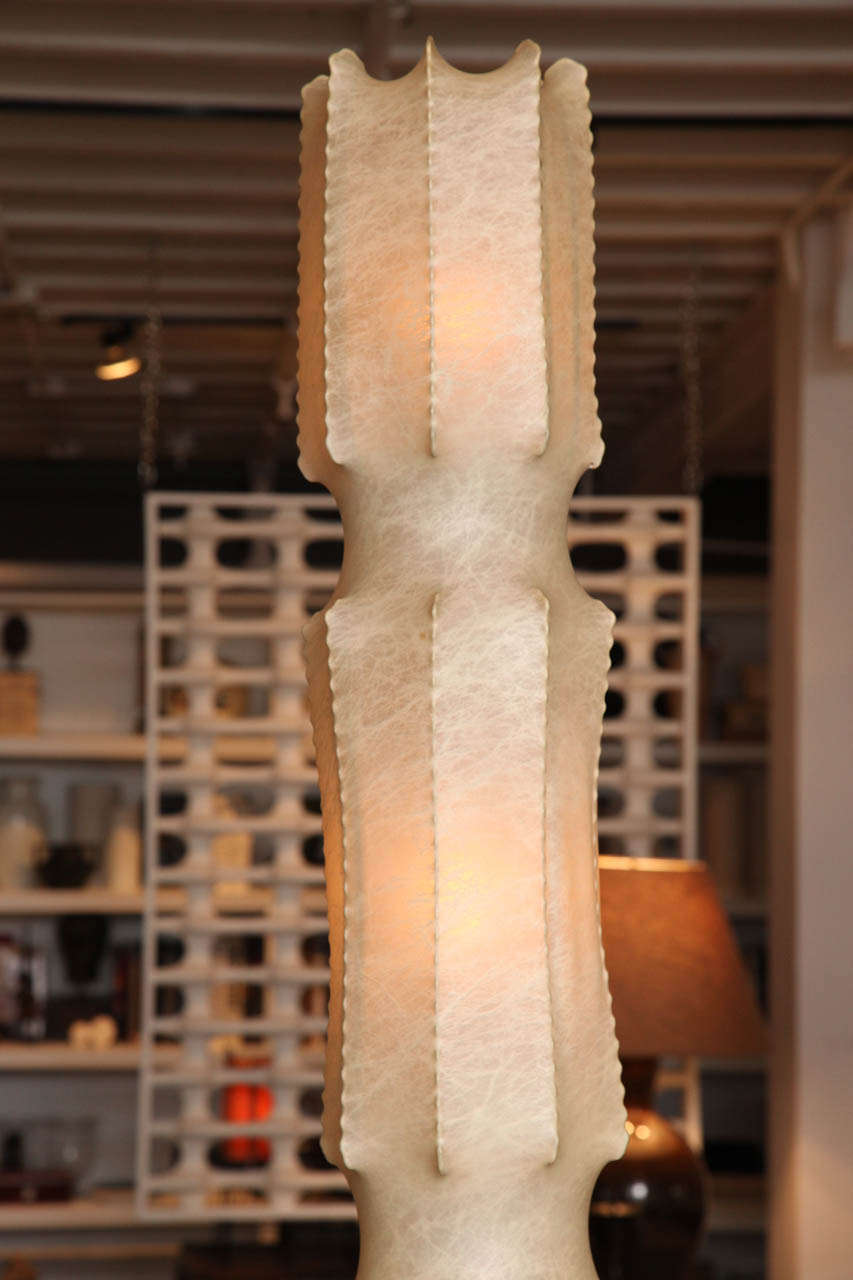 Italian Floor Lamp with Goat Skin Shade In Excellent Condition For Sale In New York, NY