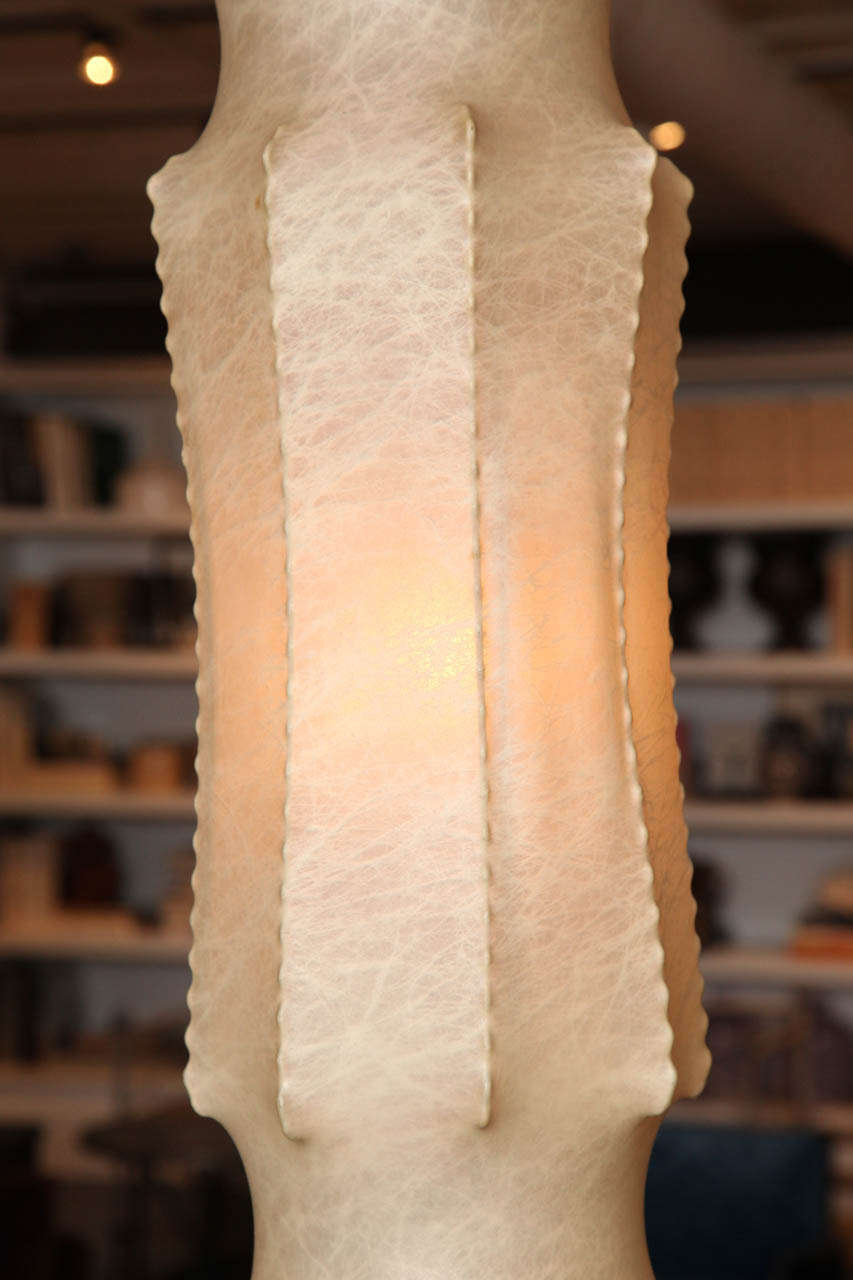 Mid-20th Century Italian Floor Lamp with Goat Skin Shade For Sale