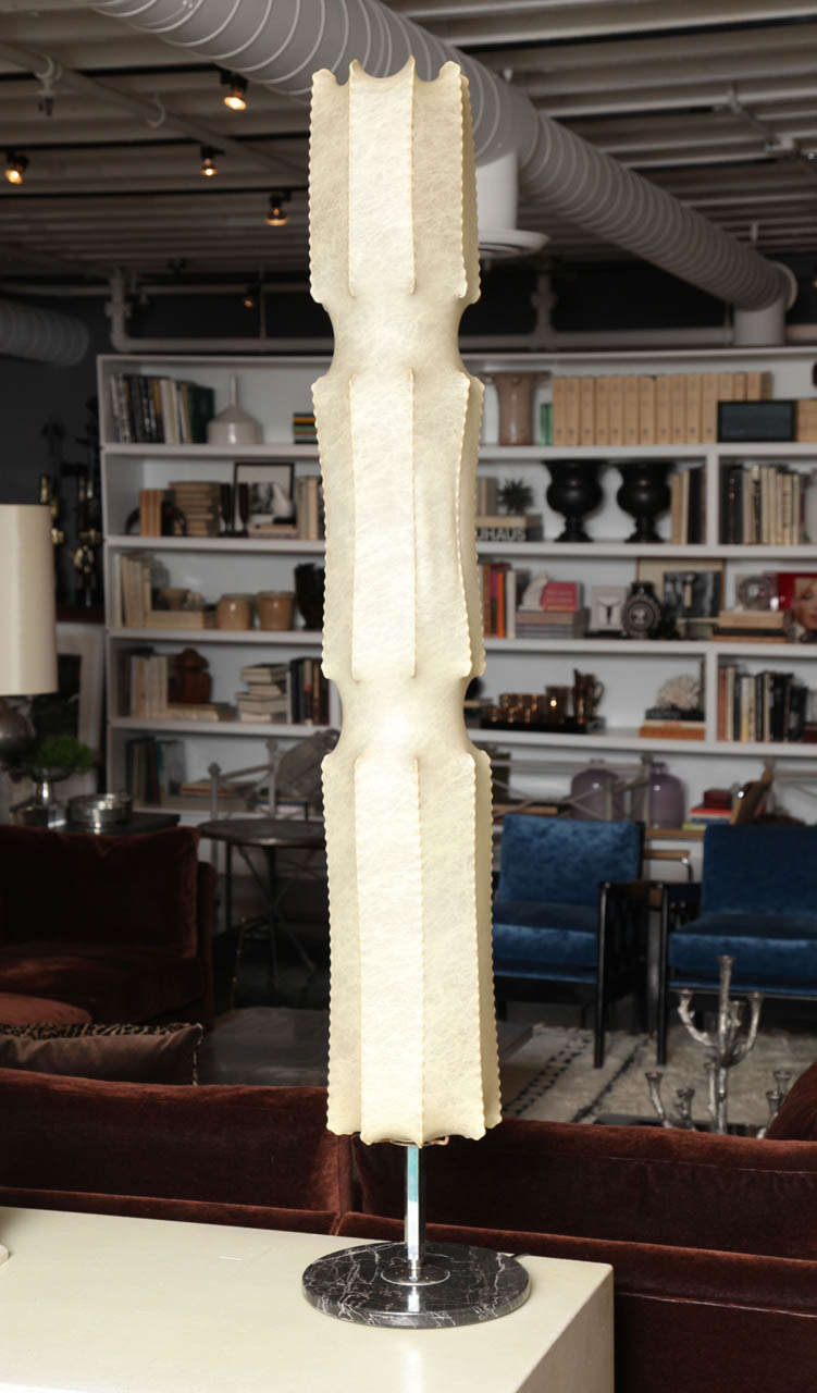 Italian Floor Lamp with Goat Skin Shade For Sale 2