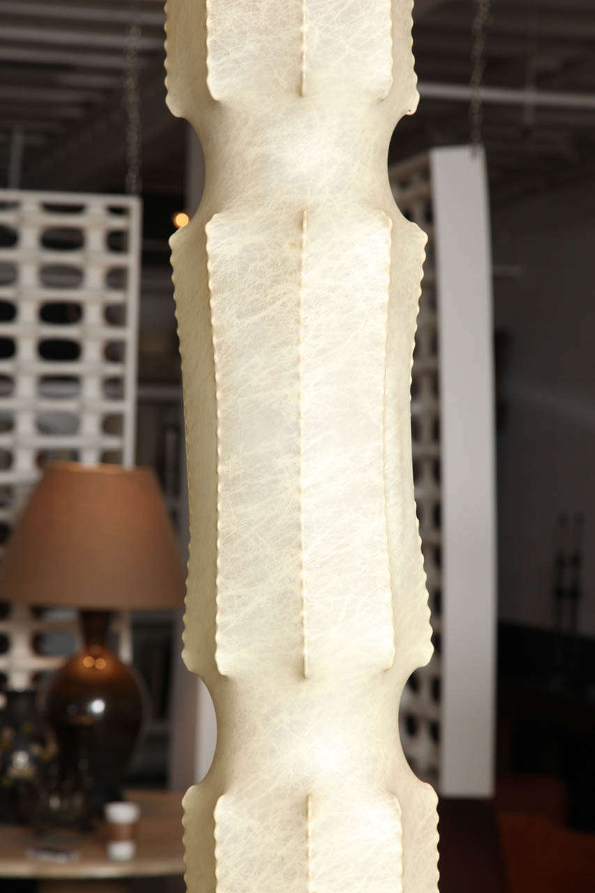 Italian Floor Lamp with Goat Skin Shade For Sale 3