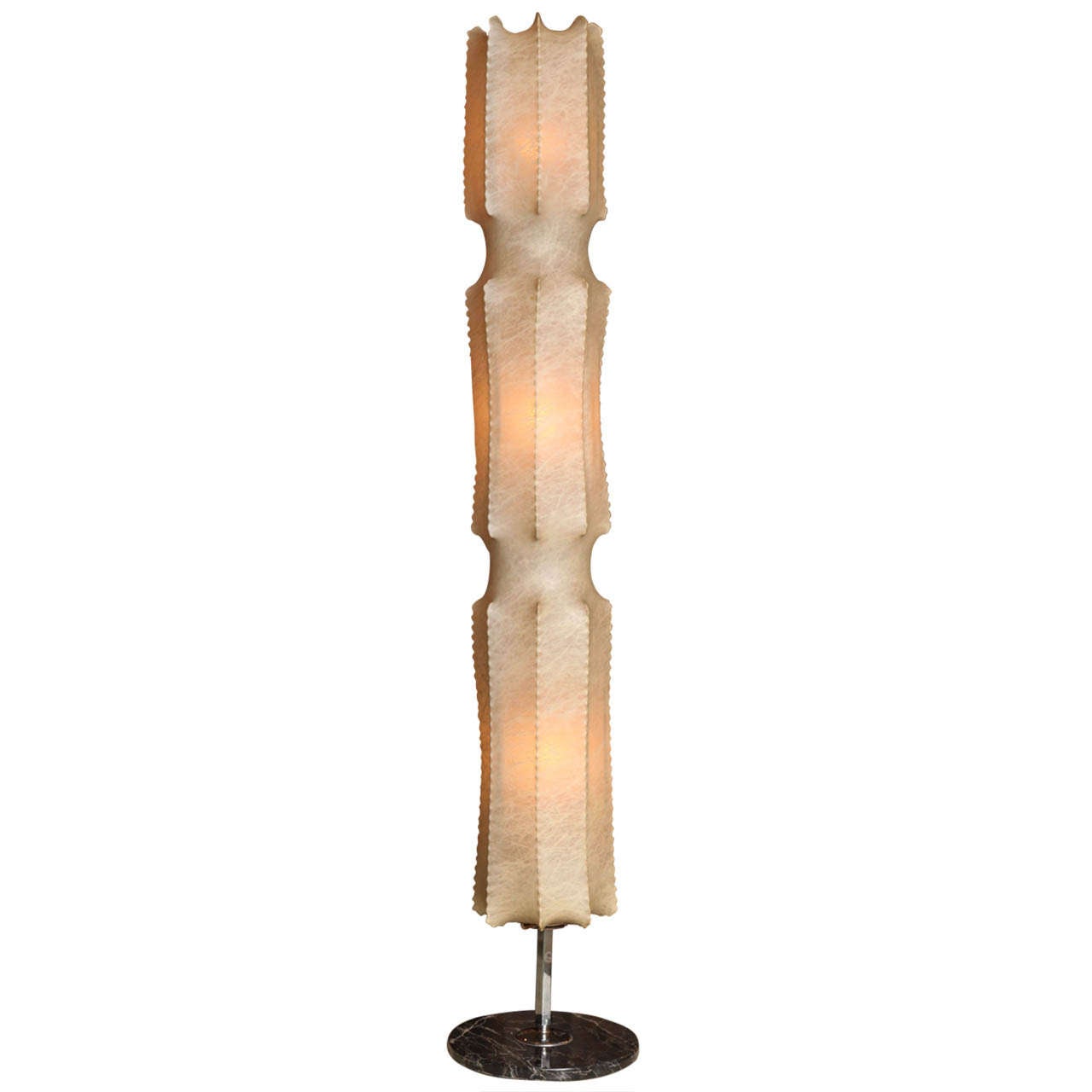 Italian Floor Lamp with Goat Skin Shade For Sale