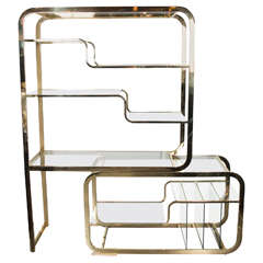 Mid-Century Modern Brass and Glass Modular Cantilever Etagere by Milo Baughman