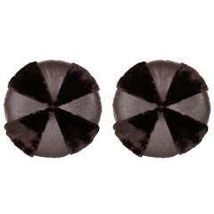 Pair of Round Chocolate Sheared Mink Fur Pillows