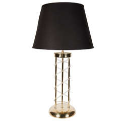 Ultra Chic Mid-Century Modern Brass & Lucite Swirl Table Lamp