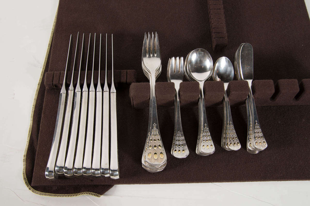 Mid-20th Century Modernist Sterling and Gold Flatware by Bjorn Windblad for Rosenthal
